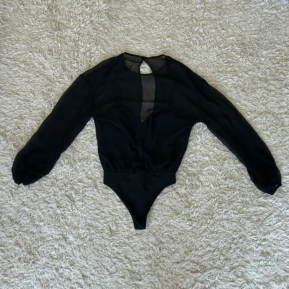Aritzia Wilfred Free Long-Sleeve Bodysuit in Black (Size XS) - Picture 1 of 8